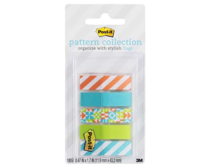 Post It Pattern Post-it® Pattern Flags, Geos Pattern Collection, 0.47 in. x 1.7 in. 100 ...