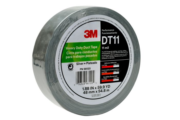 3M(TM) Heavy Duty Duct Tape DT11 Black, 48 mm x 54.8 m 11 mil., 24  individually wrapped roll per case, Conveniently Packaged
