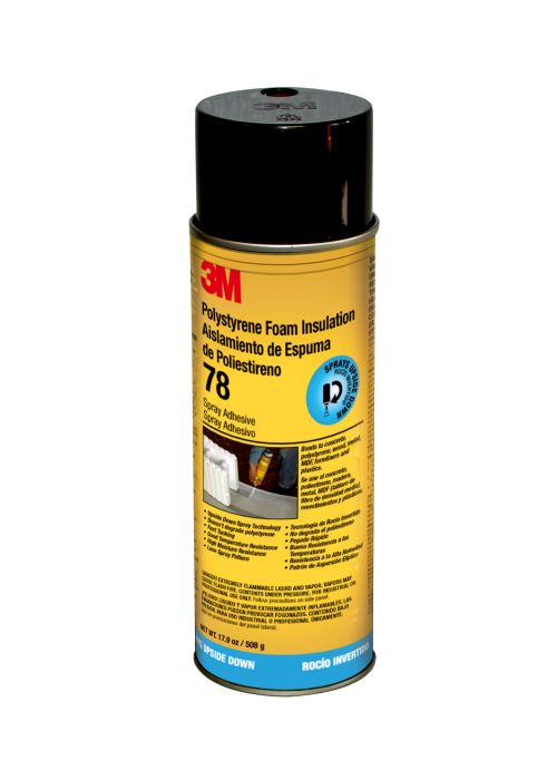 3M™ Polystyrene Foam Insulation Spray Adhesive 78, Inverted, Clear, 24 fl  oz Can (Net Wt 17.9 oz), 12/Case