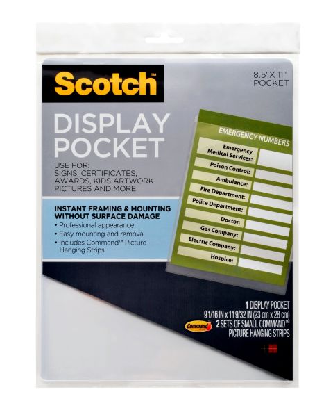 Scotch&trade; Display Pockets WL854C, 8.81 in x 11.2 in (22,3 cm x 28,4 cm)