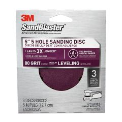 3M™ SandBlaster™ Sanding Disc, 9422ES-30-B, 5 in X 5-hole, 80 grit, 3/pk
