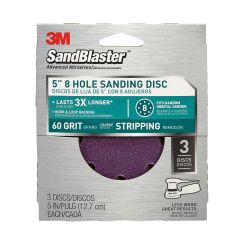3M™ SandBlaster™ Sanding Discs 99621SB-ES, 5 in x 8Hole, 60 grit, 8/pk