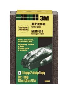 3M™ Small Area Sanding Sponge 908-ESF, 3 3/4 in x 2 5/8 in x 1 in (9.52 cm x 6.66 cm x 2.54 cm), 1/Pack