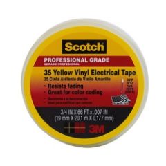 Scotch® 35 Yellow Vinyl Electrical Tape 10844-DL-5, 3/4 in x 66 ft x 0.007 in (19 mm x 20, 1 m x 0.177 mm)
