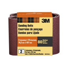 3M™ Sanding Belt, 9261NA-2, 3 in x 18 in, Medium, 80 grit, 2pk