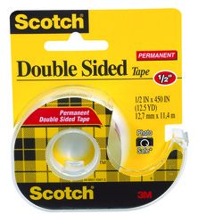 Scotch® Permanent Double Sided Tape 137, 1/2 x 450in Roll in Refillable Dispenser