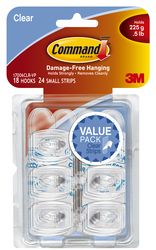 Command™ Mini Clear Hooks with Clear Strips 17006CLR-VP