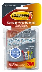 Command™ Clear Round Cord Clips, Value Pack, 17017CLR-10ES, 10 Clips, 12 Strips