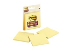 Post-it® Super Sticky Notes 3321-SSCY, 3 in x 3 in Canary Yellow 45 sh 3 pds/pk