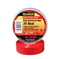 Scotch® Vinyl Color Coding Electrical Tape 35, 3/4 in x 66 ft, Red, 10
rolls/carton, 100 rolls/Case