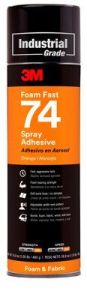3M™ Foam Fast Spray Adhesive 74, Orange, 24 fl oz Can (Net Wt 16.9 oz),
12/Case, NOT FOR SALE IN CA AND OTHER STATES