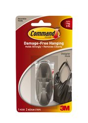 Command™ Designer Hook and Adhesive Strips 17081BN Medium Brushed Nickel