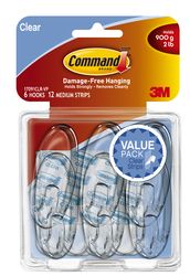 Command™ Medium Clear Hooks with Clear Strips 17091CLR-VP