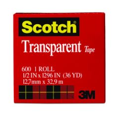 Scotch® Transparent Tape 600 Clear, 3/4 in x 1296 in, 144 per case Boxed