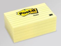 Post-it® Notes, 635-5PKSS, 3 in x 5in , Canary Yellow, Lined, 5 Pads/Pack,100 sheets/pad,16 packs/case.