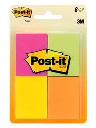 Post-it® Notes 653-8AF, 1-3/8 in x 1-7/8 in (34, 9 mm x 47, 6 mm) neon colors