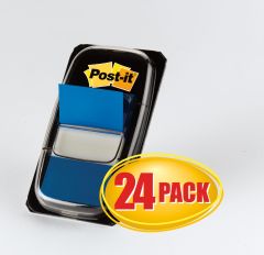Post-it® Flags 680-2-24, 1 in. x 1.7 in. (25,4 mm x 43,2 mm) Blue 24 dis/pk, 2 pk/cs