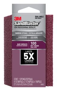 3M™ SandBlaster™ EDGE DETAILING Sanding Sponge, 9560 ,100 grit, 4 1/2 in x 2 1/2 x 1 in, 1/pk