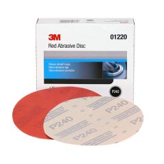 3M™ Red Abrasive Hookit™ Disc, 01220, 6 in, P240 grade, 50 discs per carton, 6 cartons per case
