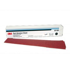 3M™ Red Abrasive Hookit™ Sheet, 01181, P80 grade, 2 3/4 in x 16 1/2 in, 25 sheets per carton, 5 cartons per case