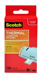 Scotch™ Thermal Pouches TP5851-100, 2.32 in x 3.70 in (59 mm x 94 mm) Business Card 100 pack