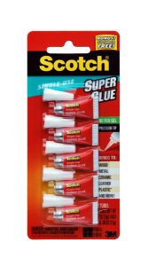 Scotch® Super Glue Gel AD119BNS,4+1 Bonus Pack, .017 oz (0.5 g) per tube