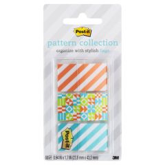 Post-it® Pattern Flags, Geos Pattern Collection, .94 in. x 1.7 in. 60/On-the-Go Dispenser, 1 Dispenser/Pack