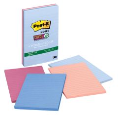Post-it® Super Sticky Notes 4621-SSNRP, 4 in x 6 in (101 mm x 152 mm) Bali Collection, Lined, 4 Pads/Pack
