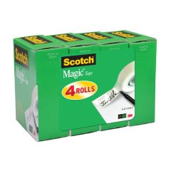 Scotch® Magic™ Invisible Tape 810K4, 3/4 in x 1000 in (19 mm x 25,4 m) 4 Pack