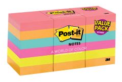 Post-it® Notes 653-18AU, 1.5 in x 2 in (34,9 mm x 47,6 mm) , Cape Town Collection, 18 Pads/Pack, 100 Sheets/Pad