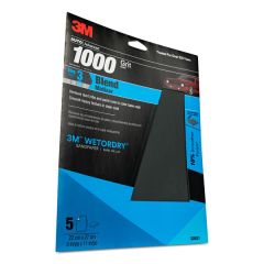 3M™ Wetordry™ Sandpaper, 32021, 1000 Grit, 9 inch x 11 inch, 5 per pack, 20 per case