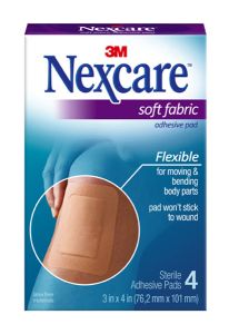 Nexcare™ Soft Fabric Adhesive Gauze Pad, SFP34, 3 in x 4 in, 4 ct.