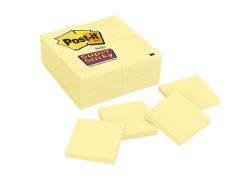 Post-it® Super Sticky Notes 654-24SSCY, 3 in x 3 in (76 mm x 76 mm) Canary Yellow
