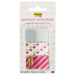 Post-it® Pattern Flags, Carnival Pattern Collection, .94 in. x 1.7 in. 60/On-the-Go Dispenser, 1 Dispenser/Pack