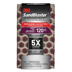 3M™ SandBlaster™ DUST CHANNELING Sanding Sponge, 20908-120-UFS ,120 grit, 4 1/2 in x 2 1/2 x 1 in, 1/pk