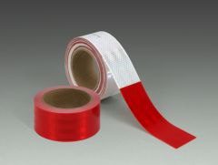 3M™ Diamond Grade™ Conspicuity Markings 983-32 Red/White, 2 in x 50 yd, kiss-cut every 36 in