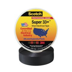 Scotch® Super 33+ Vinyl Electrical Tape, 3/4 in x 66 ft, Black, 1.5 in core, 10 rolls/carton, 100 rolls/case