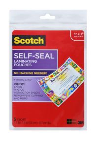 Scotch™ Self-Sealing Laminating Sheets PL905, 5.3 in x 7.3 in (136 mm x 187 mm)
