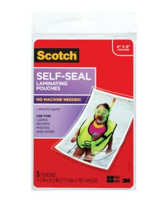 Scotch™ Self-Sealing Laminating Pouches PL900G, 4.3 in x 6.3 in (111 mm x 161 mm)