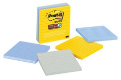 Post-it® Super Sticky Notes, 675-4SSNY, Lined, 4 in x 4 in (101 mm x 101 mm), 4 Pads/Pack, 90 Sheets/Pad