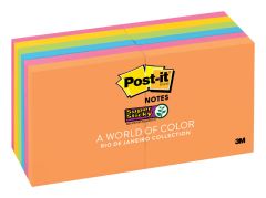 Post-it® Super Sticky Notes 654-12SSUC, 3 in x 3 in (76 mm x 76 mm) Rio de Janeiro Collection