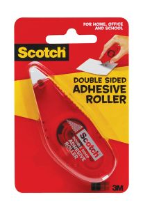 Scotch® Double Sided Adhesive Roller, 6061, .27 in x 26 ft (7 mm x 8 m) Red