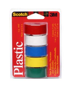 Scotch® Colored Plastic Tape Assorted 190T, 3/4 in x 125 in (19 mm x 3,17 m)