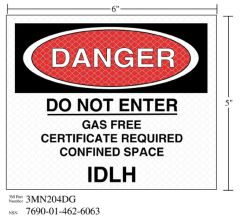 3M™ Diamond Grade™ Safety Sign 3MN204DG "DANGER…IDHL", 6 in x 5 in, 10 per pkg