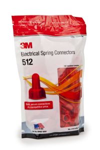 3M(TM) Electrical Spring Connector 512-BULK, Red, 22-8 AWG, 100 per pouch, 1000 per case