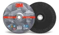 3M™ Silver Depressed Center Grinding Wheel, 87452, T27, 9 in x 1/4 in x 7/8 in, 10 per inner, 20 per case