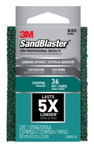 3M™ SandBlaster™ Advanced Sanding Sanding Sponge, 20909-36 ,36 grit, 3 3/4 in x 2 1/2 x 1 in, 1/pk