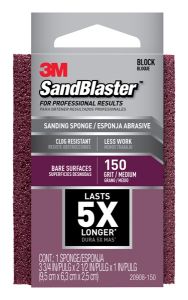 3M™ SandBlaster™ Advanced Sanding Sanding Sponge, 20908-150 ,150 grit, 3 3/4 in x 2 1/2 x 1 in, 1/pk