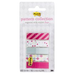 Post-it® Pattern Flags, Carnival Pattern Collection, 0.47 in. x 1.7 in. 100/On-the-Go Dispenser, 1 Dispenser/Pack