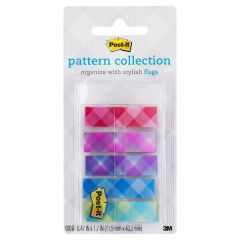 Post-it® Color Mixing Flags, Gingham Pattern Collection, .47 in. x 1.7 in. 100/On-the-Go Dispenser, 1 Dispenser/Pack